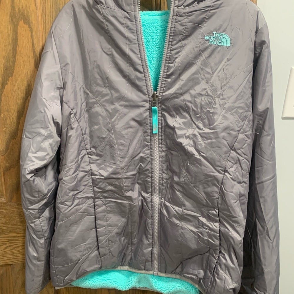 The North Face Gray Jacket with Aqua Interior
